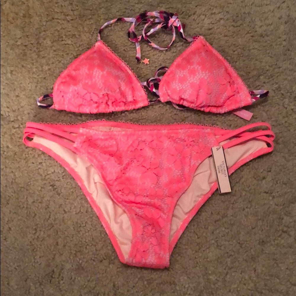 VS bathing suit bright pink